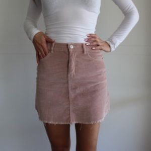 Rose Blush Pink Corduroy Mini Skirt